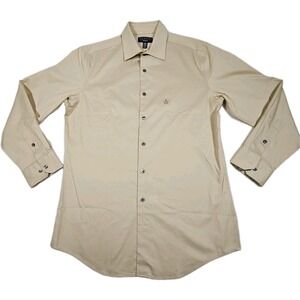 Alfani Slim Fit Solid Dress Shirt Brown Rice 15–15.5 32–33 Stretch